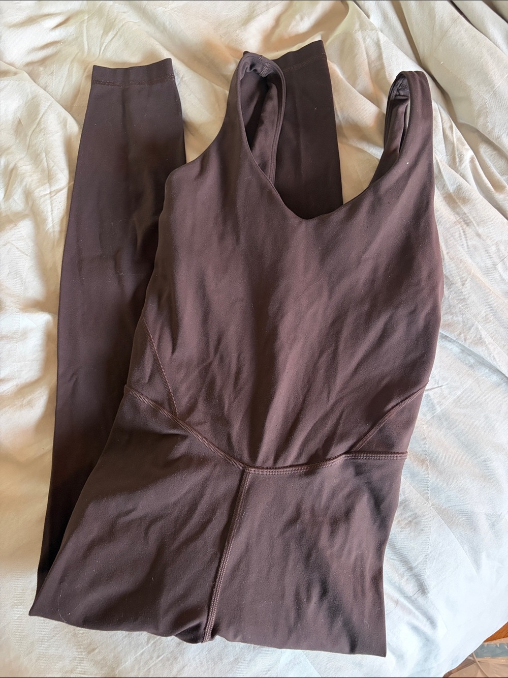 lululemon athletica align espresso jumpsuit size 4 brown 25 inch